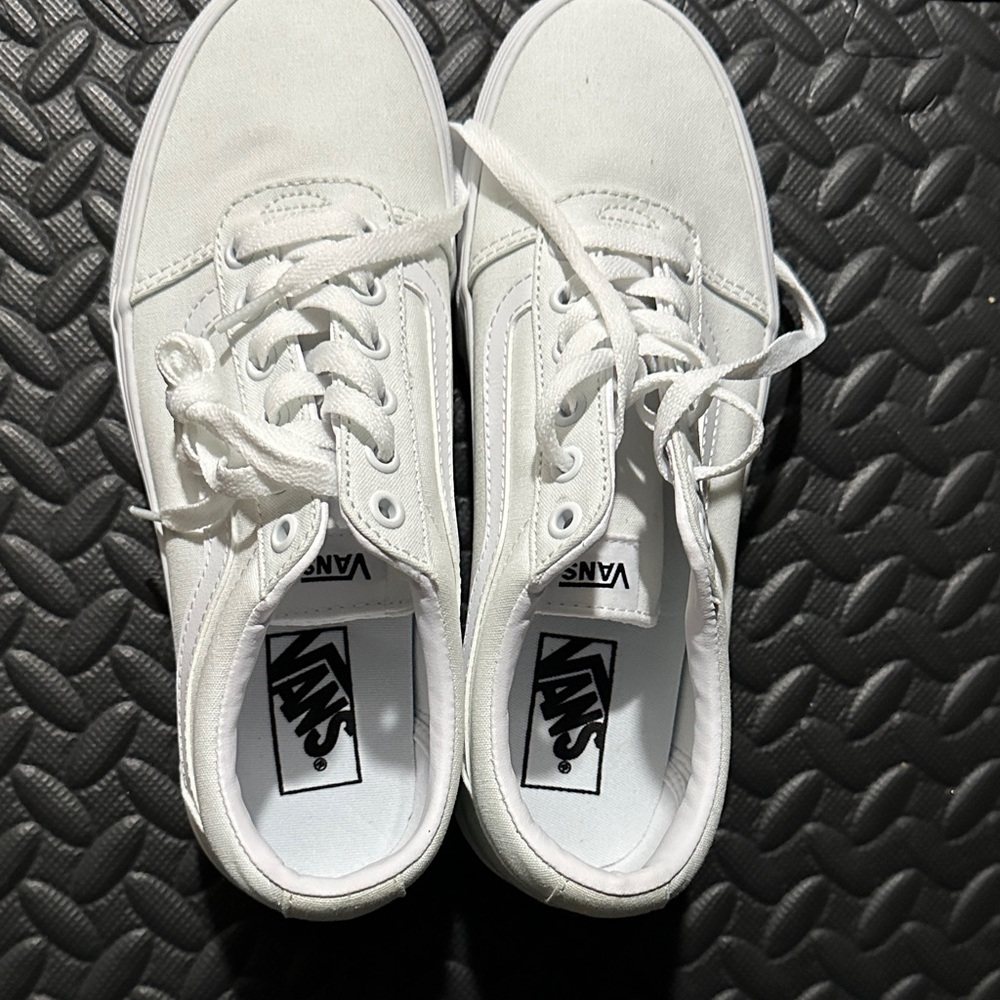 Vans All-White Canvas Lace-Up Sneakers